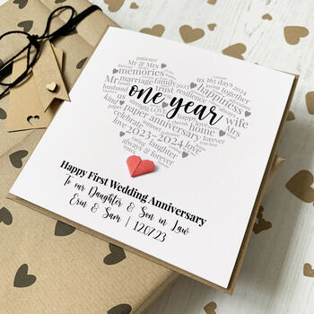 Personalised 1st Paper Anniversary Card For Husband/Wife, 5 of 6