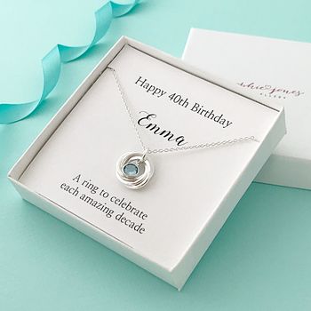 Personalised 40th Birthday Necklace With Birthstone, 6 of 9