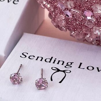 Sterling Silver Birthstone Stud Earrings For Her October Birthstone Earrings Gift, 2 of 7