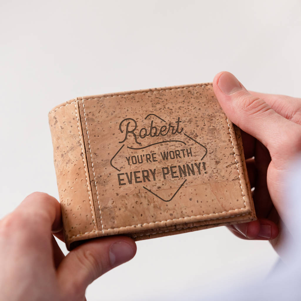 Personalised 'Worth Every Penny' Cork Wallet For Him, 1 of 6