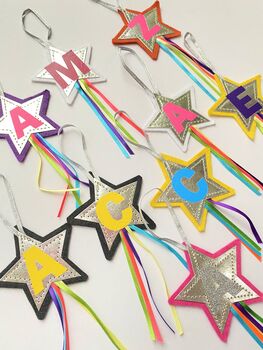 Vegan Leather Small Personalised Star Hanging, 5 of 6