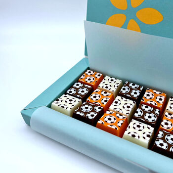 Orange, Milk And White Football Chocolate Gift Box, 3 of 7