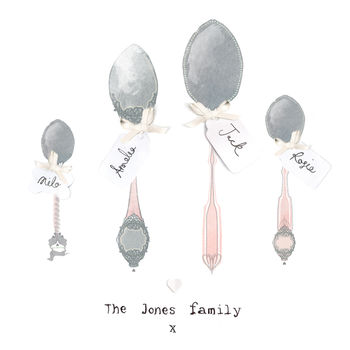 Personalised Family Of Spoons Illustrated Print, 4 of 5