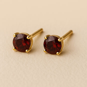 9ct Gold January Garnet Birthstone Stud Earrings, 5 of 5