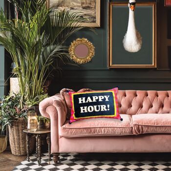 'Happy Hour’ Velvet Pillow – Bring The Bar Home, 4 of 4