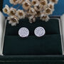 Sterling Silver Cz Crystal Encrusted Disk Stud Earrings, thumbnail 6 of 12