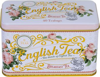 English Rose Tea Tin With 40 English Breakfast Teabags, 2 of 5