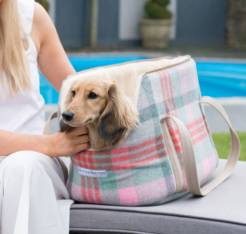 Luxury Dog Carrier Macaroon Check Tweed, 2 of 5