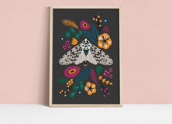 Moth And Florals Print, 2 of 3