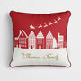 Personalised Red Village Christmas Cushion, thumbnail 2 of 7
