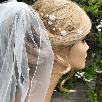Pearl Flower Bridal Hair Pins Set Of Three, 3 of 13