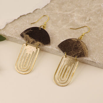 Personalised Art Deco Acrylic And Brass Earrings, 5 of 11