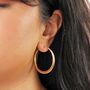 Stainless Steel Large Tapered Hoop Earrings In Gold, thumbnail 2 of 3