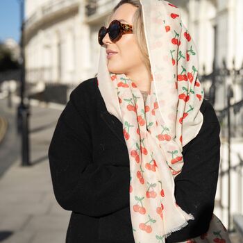 Cherry Print Scarf In Personalised Gift Box, 4 of 7