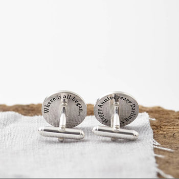 Personalised Silver Coordinate And Date Cufflinks, 2 of 4