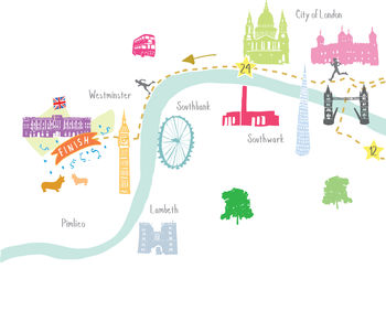 London Marathon Route Map Personalised Print, 3 of 7