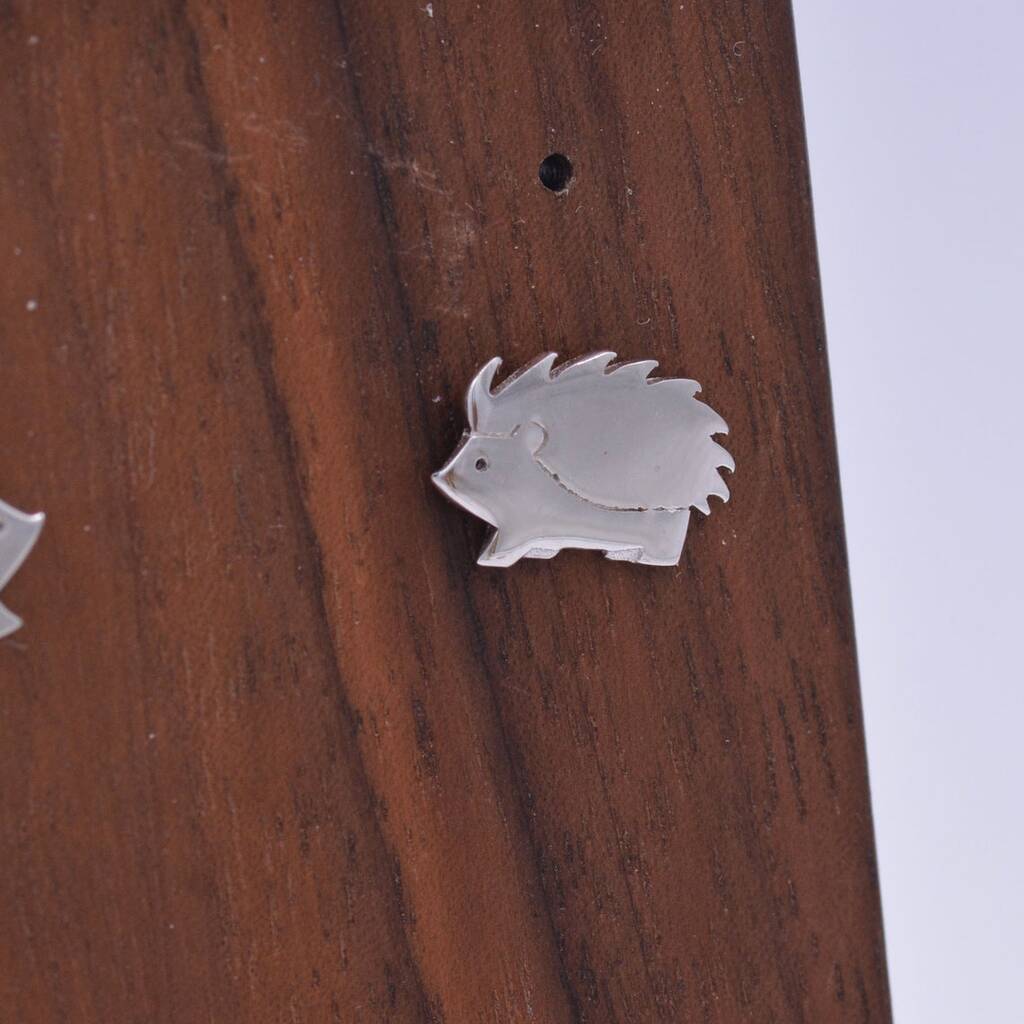 Hedgehog Stud Earrings By Silver Rain Silver