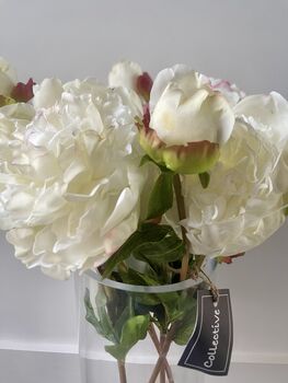 Artificial White Real Feel Peony, 8 of 11