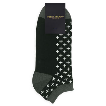 Crosslet Black And Cube Teal Men's Trainer Socks Bundle, 5 of 7
