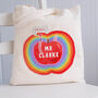 Personalised Apple, Worm And Rainbow Tote Bag : Best Teacher Gift, thumbnail 1 of 2