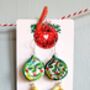Hand Painted Brussel Sprout Face Bauble Earrings, thumbnail 2 of 11