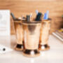 Handmade Copper Cutlery And Pencil Holder – Copper Desk Organizer, Golden Brass Handle Details, thumbnail 3 of 7