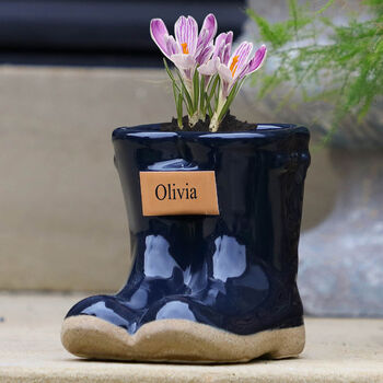 Personalised Small Welly Boots Garden Planters, 6 of 8