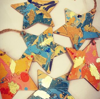 Personalised Marbled Star Christmas Tree Decoration, 8 of 10