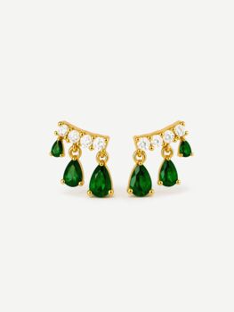 Small Charm Stud Earrings With Emerald Green Stones, 5 of 5