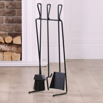 Black And Brass Effect Fireplace Set, 2 of 8