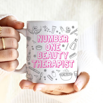 Number One Beauty Therapist Beautician Doodles Mug, 3 of 5
