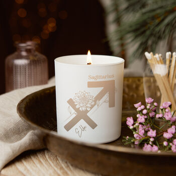 Sagittarius Zodiac Birth Flower Personalised Candle, 2 of 12