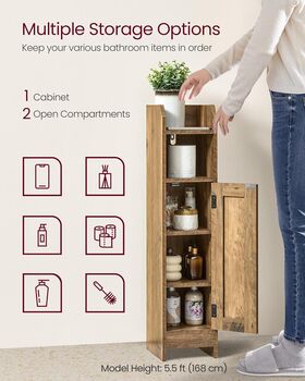 Slim Bathroom Floor Storage Cabinet Adjustable Shelves, 3 of 7