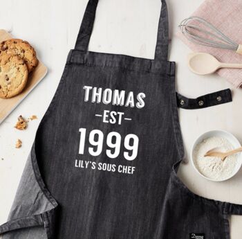 Personalised Denim Big Year Apron, 5 of 5
