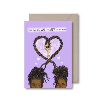 Loc And Key To My Heart Black Valentines Card, 2 of 2