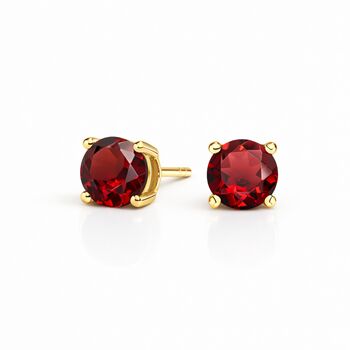 Solid 9ct Yellow Gold January Birthstone Stud Earrings – 4mm, 6 of 7