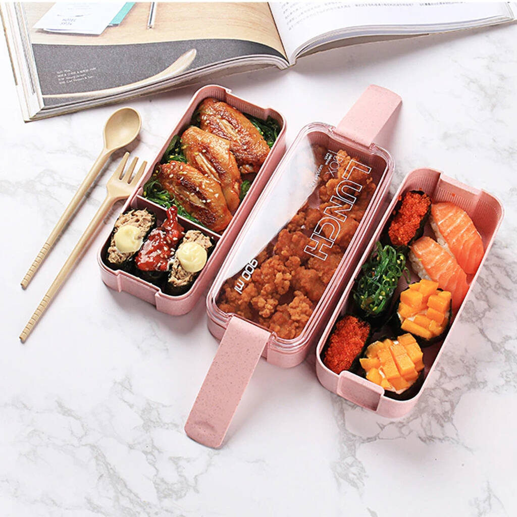 2024 Japanese Bento Box Adult Lunch Box,stackable 3 Layer Bento Box With Sauce  Container