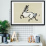 Japanese Horse Print On A Natural Background, thumbnail 1 of 2