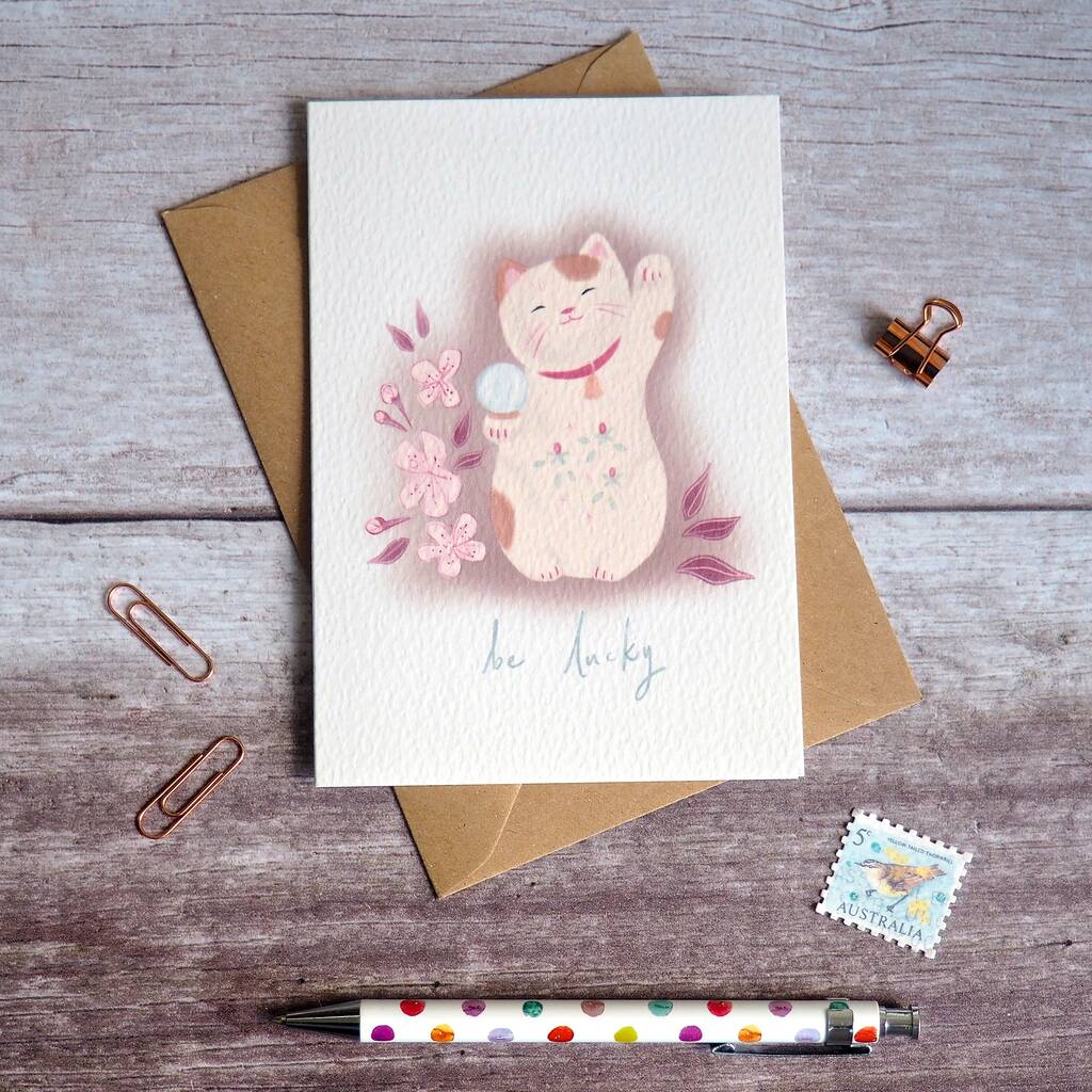 Lucky Cat Good Luck Card By arbee | notonthehighstreet.com