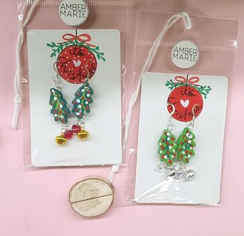 Handmade Christmas Holly Earrings With Stand, 7 of 9