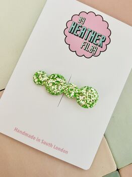 Neon Pale Green Bubble Glitter Resin Hair Clip / Festival Fashion Barrette / Y2 K Rave Aesthetic Hair Accessory, 5 of 5