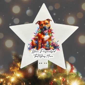 Personalised Staffordshire Bull Terrier In Christmas Lights, 4 of 11