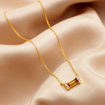Baguette Birthstone Necklace In 18 Carat Gold Vermeil, 10 of 12