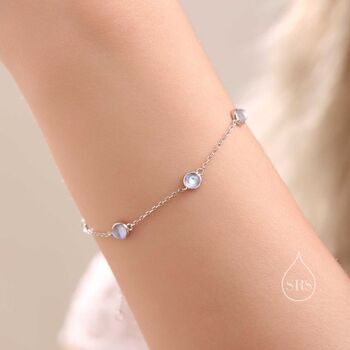 Sterling Silver Delicate 4mm Moonstone Bracelet, 2 of 12