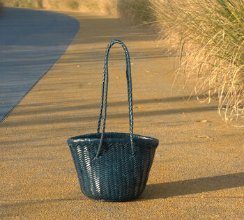 Hand Woven Genuine Leather Shopping Bucket Bag, 2 of 12