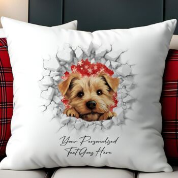 Personalised Christmas Norfolk Terrier Break Through, 5 of 10