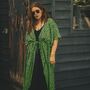 Acid Green Leopard Print Viscose Kimono, thumbnail 1 of 4