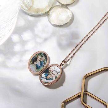 Little Personalised18 K Rose Gold Plated Oval Locket, 2 of 12