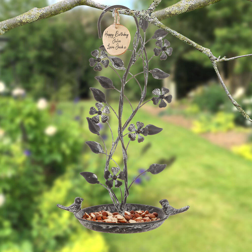 Personalised Vintage Floral Hanging Garden Bird Dish By Dibor