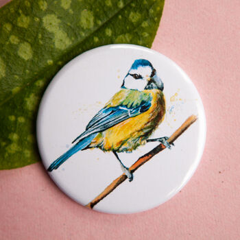 Inky Blue Tit Compact Pocket Mirror, 3 of 5